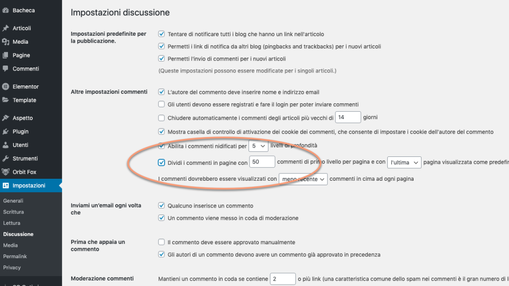 Ottimizzare WordPress con pagine di commenti
