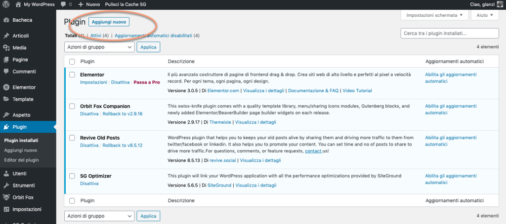 Aggiungi nuovo plugin premium