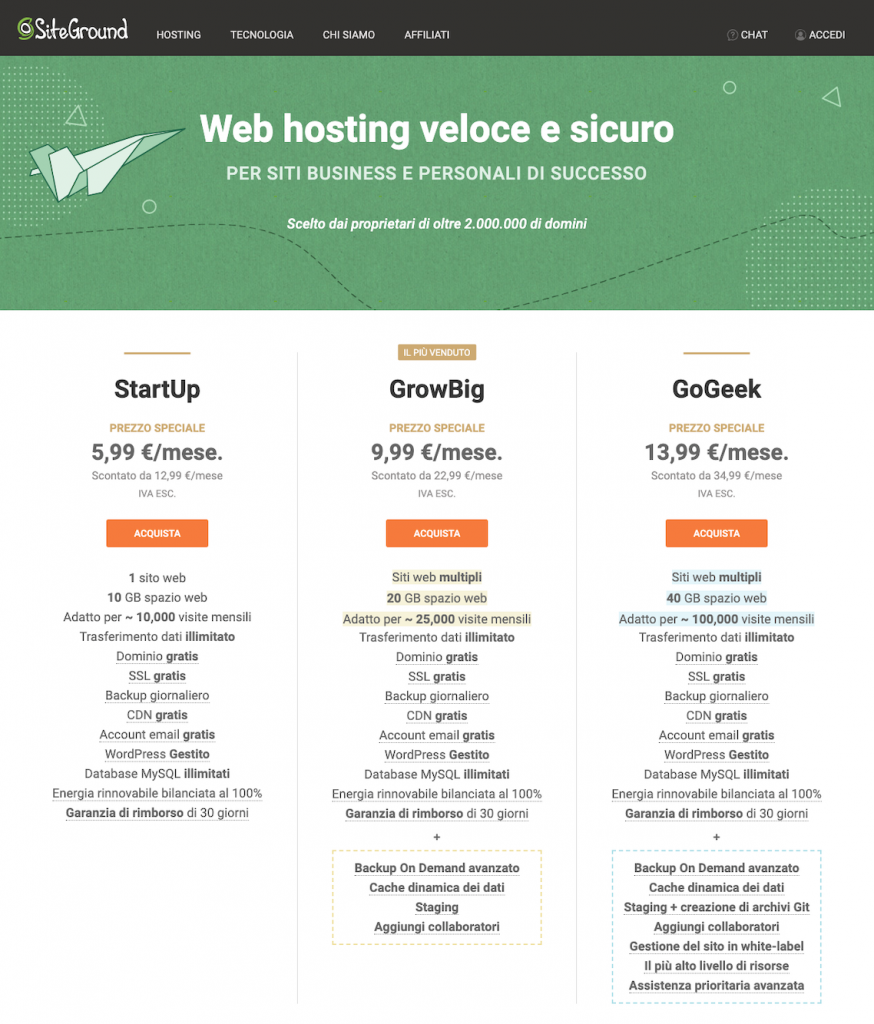 Wordpress e Siteground Passo 1