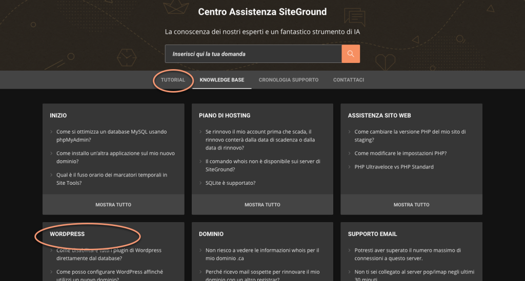 Quale hosting scegliere? Documentazione Siteground