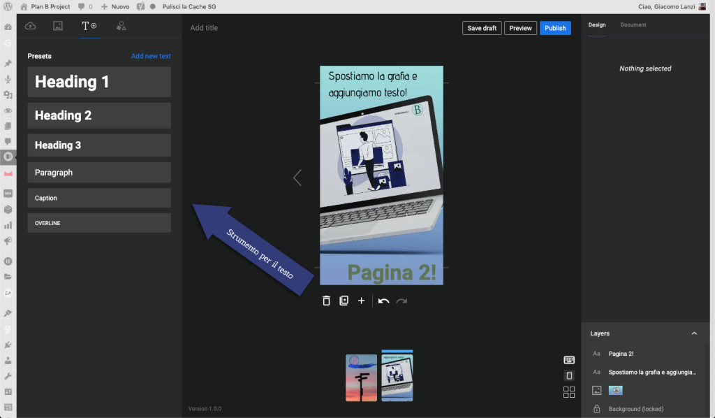 WordPress Web Stories - Aggiungi Testo