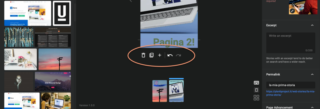 WordPress Web Stories - Aggiungi pagina
