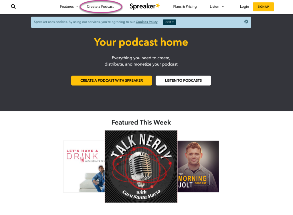 Home Page di Spreaker