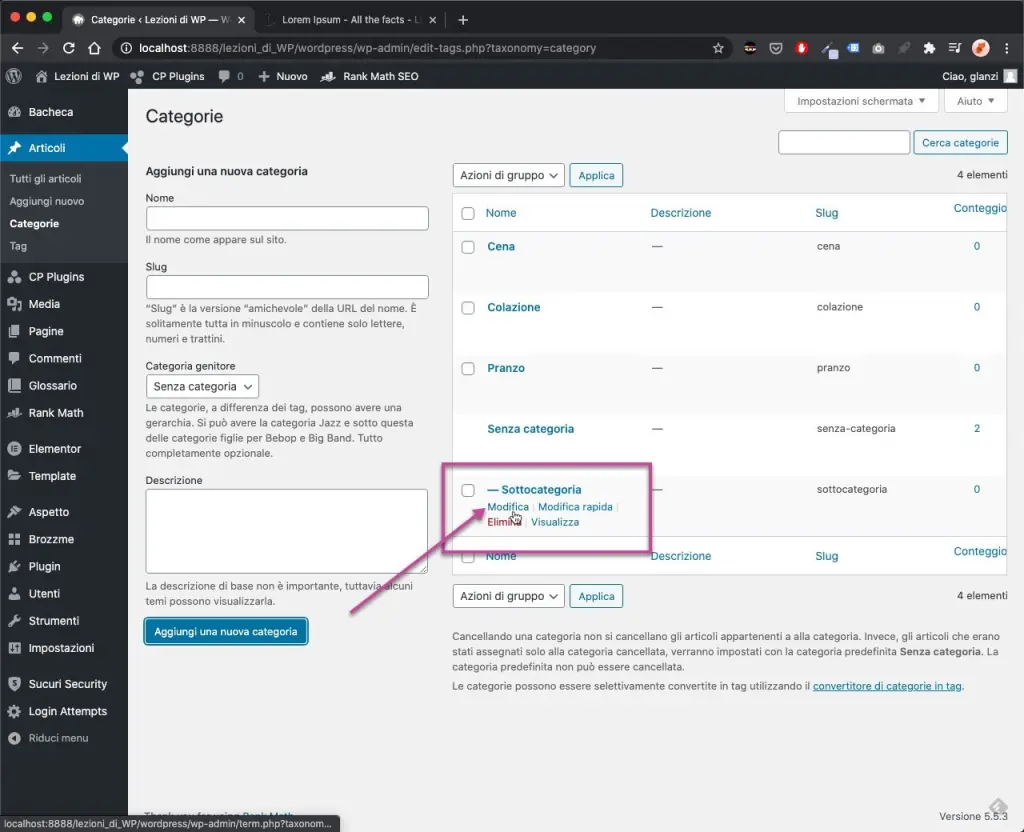 categorie wordpress Categorie WordPress 4