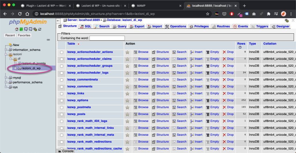Database WordPress phpmyadmin