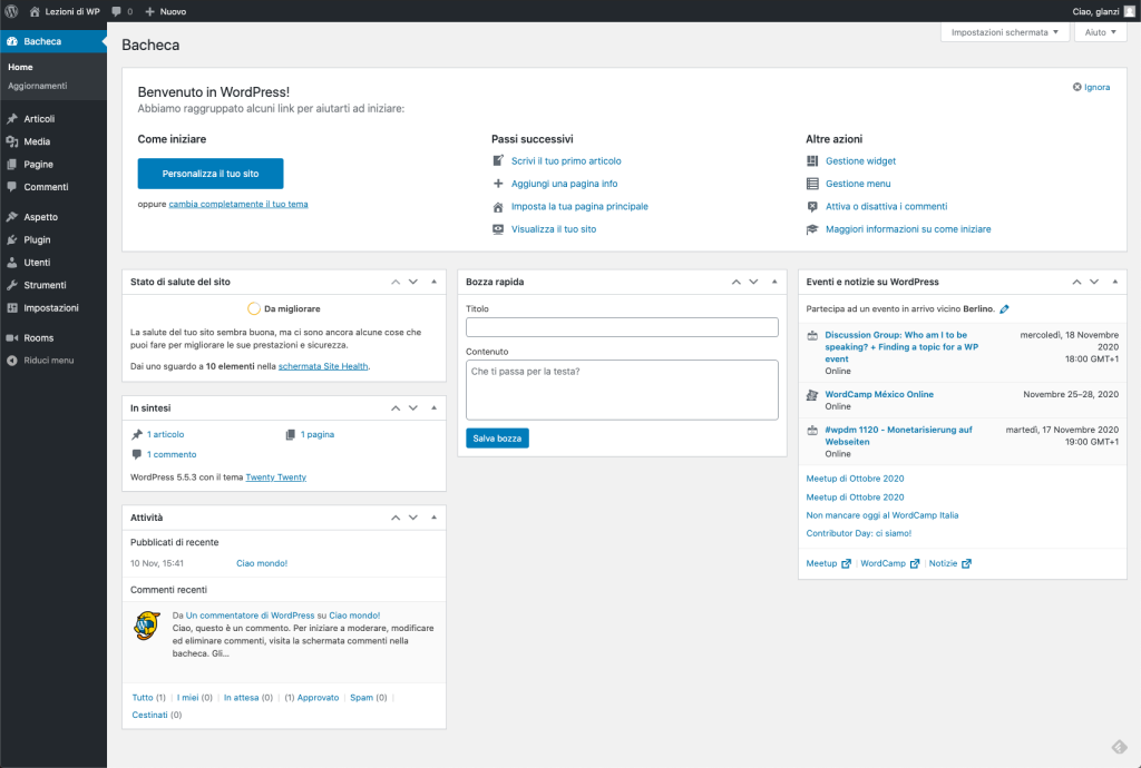 Imparare ad usare WordPress