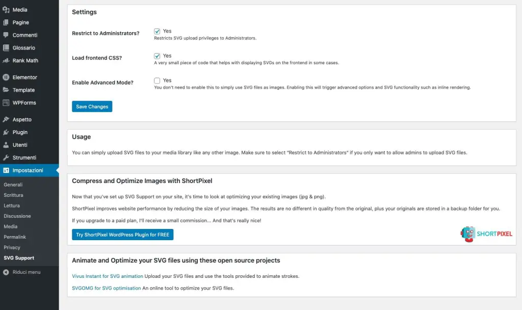 SVG in WordPress con SVG Support