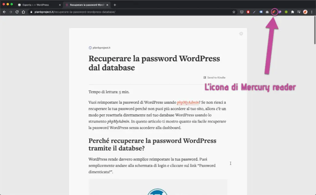 L'icona di Mercury Reader