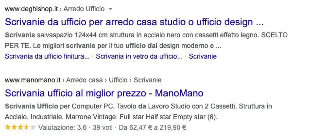 Rich snippet in SERP