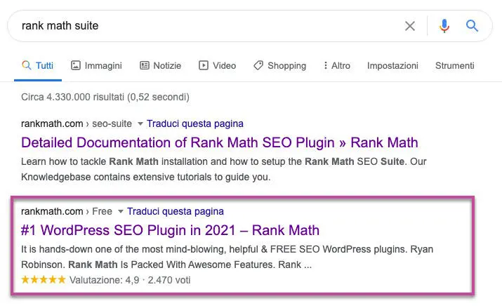 Schema.org Rich Snippet in SERP
