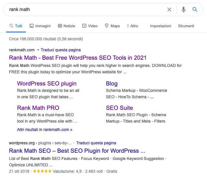 Schema.org, rich snippet e sitelink