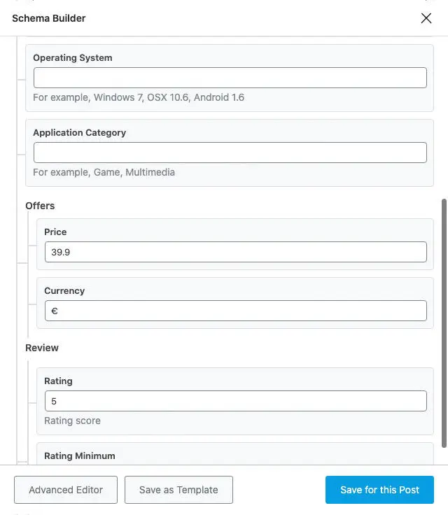 Schema.org compilazione personalizzata