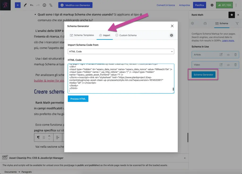 Importare i dati strutturati da un sorgente HTML