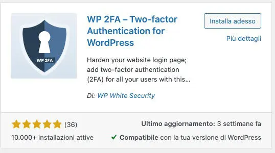 autenticazione a due fattori plugin