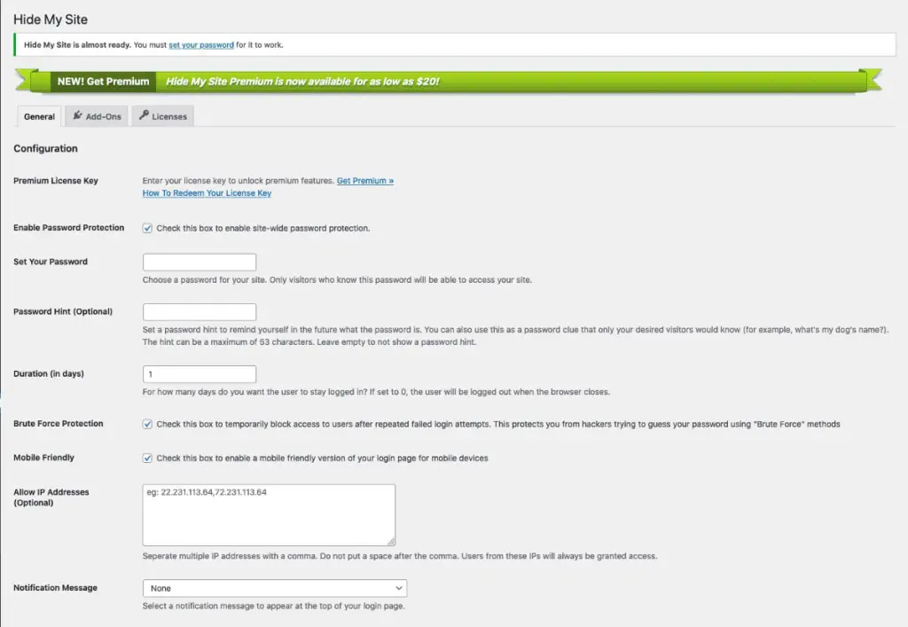 staging in wordpress password per lo staging