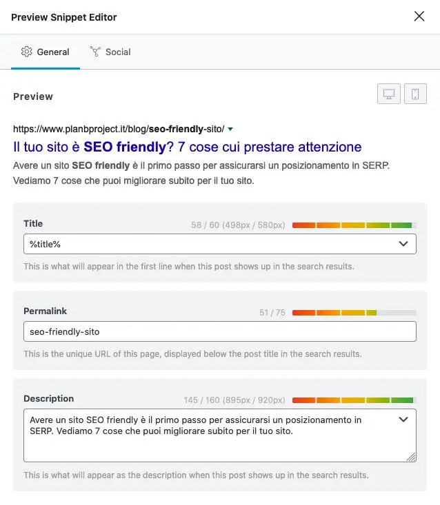 SEO friendly snippet Rank Math