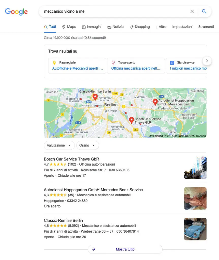 local SEO ricerca su Google