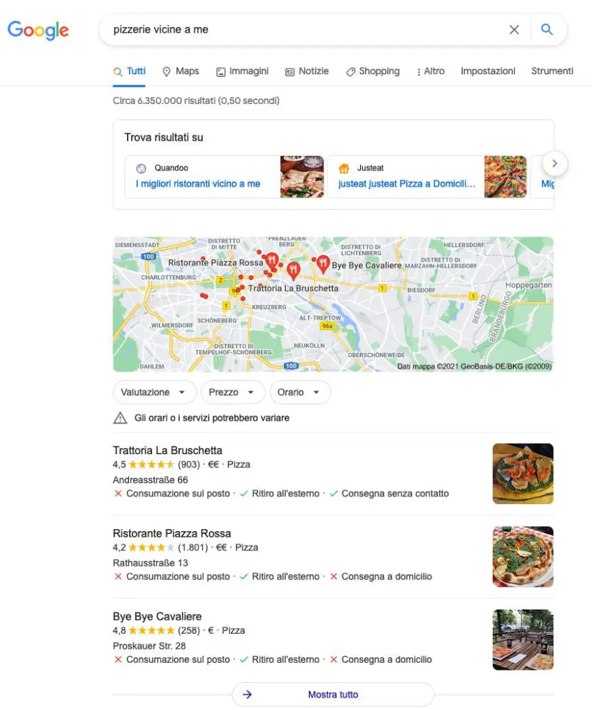 local seo pizzerie 3 pack