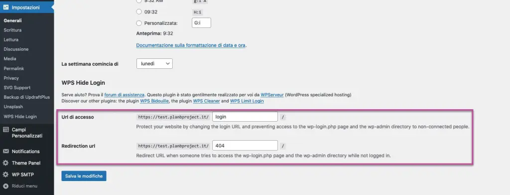 wps hide login setting