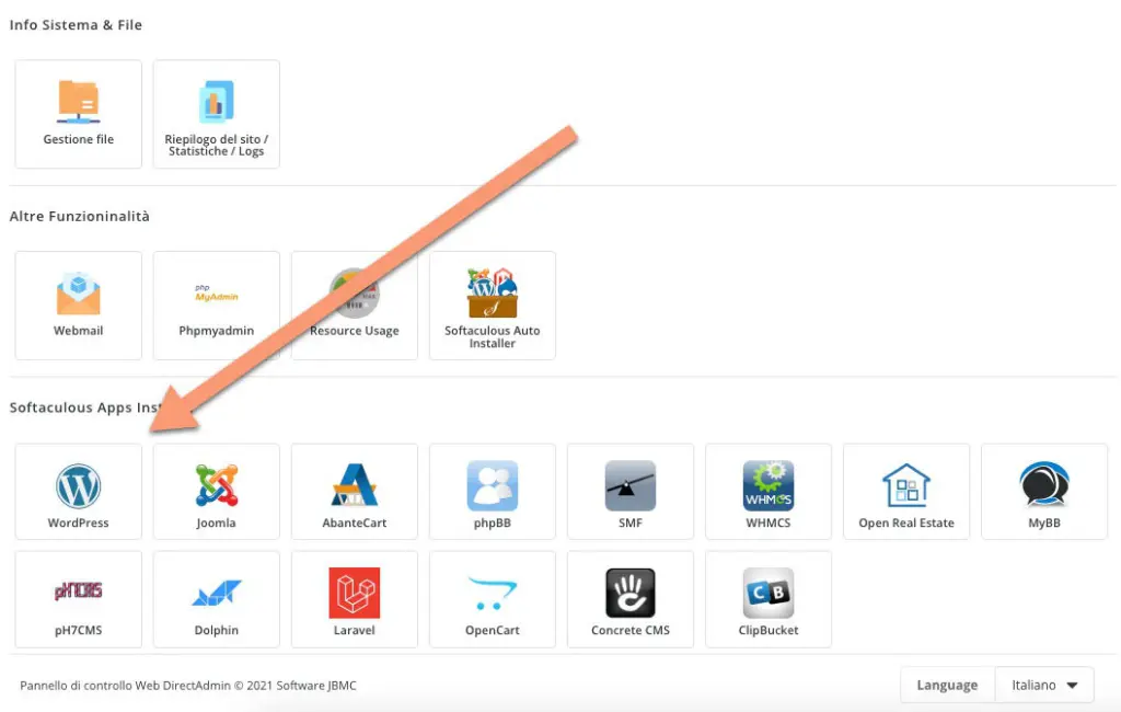 installare wordpress icona wp