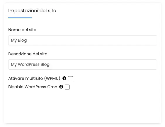installare wordpress nome sito