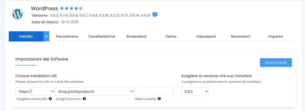installare wordpress url e ssl