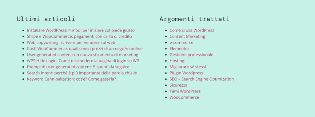 Elenco Articoli della pagina Chi Sono