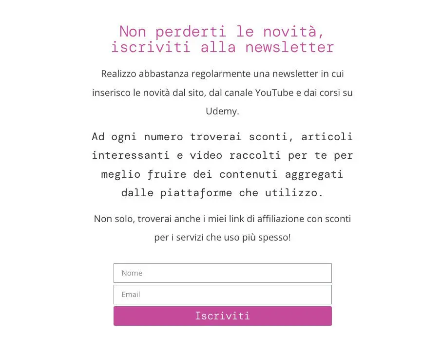 pagina Chi Siamo CTA newsletter