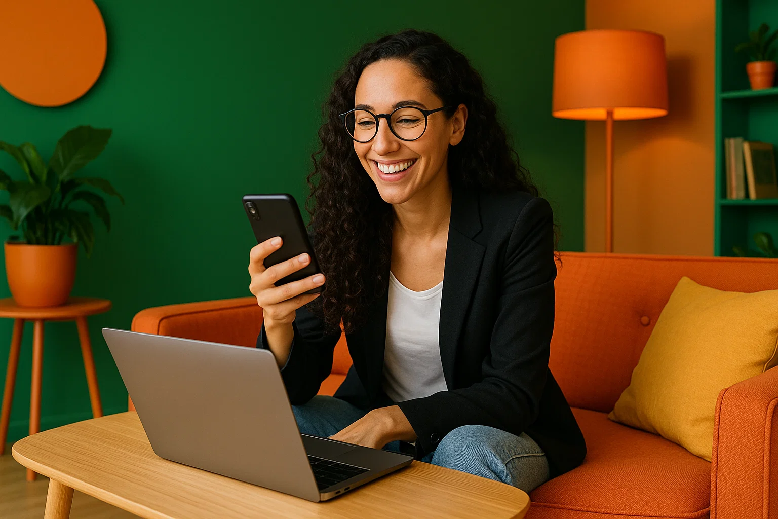 Intelligenza artificiale per scrivere articoli ragazza su divano