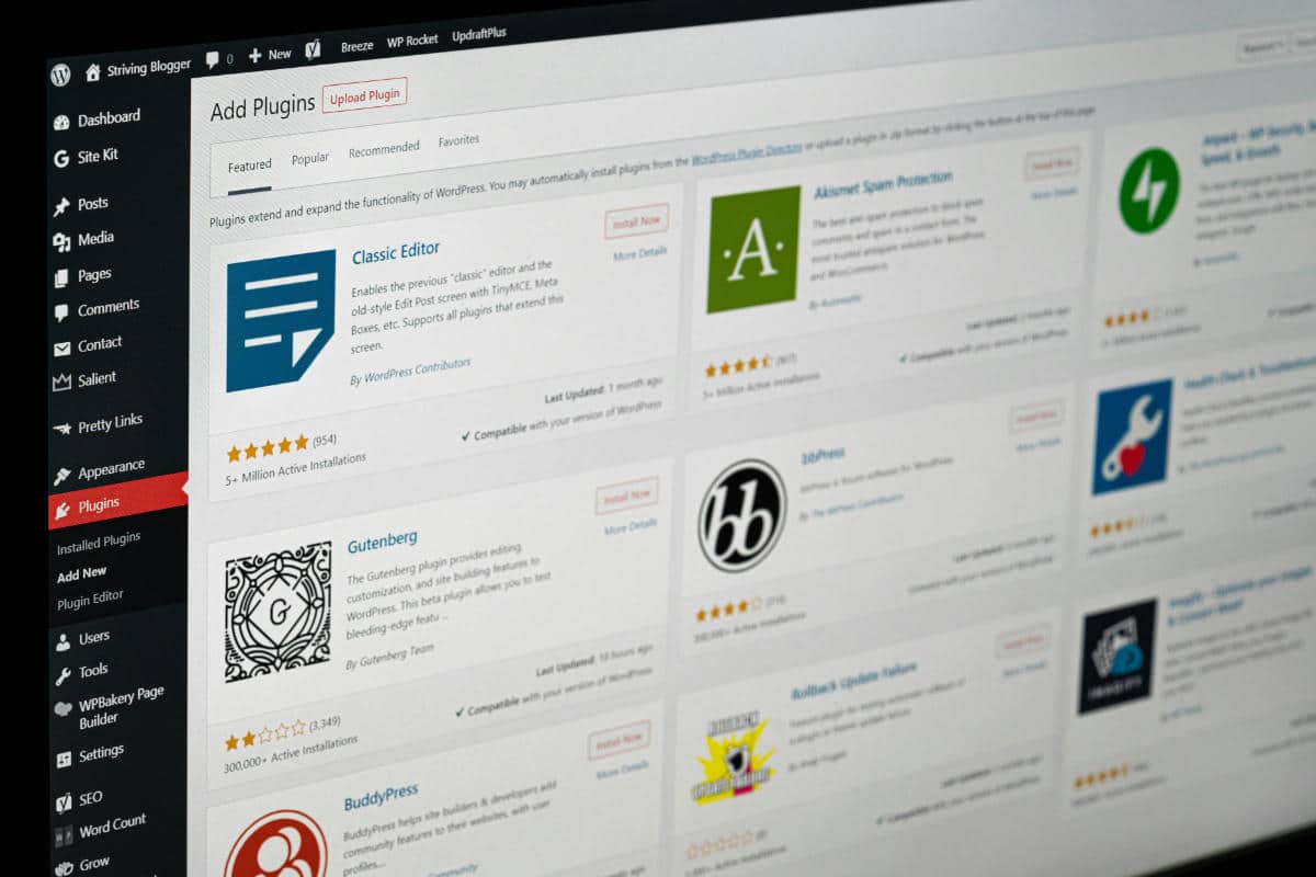 La schermata dei plugin del repository di WordPress